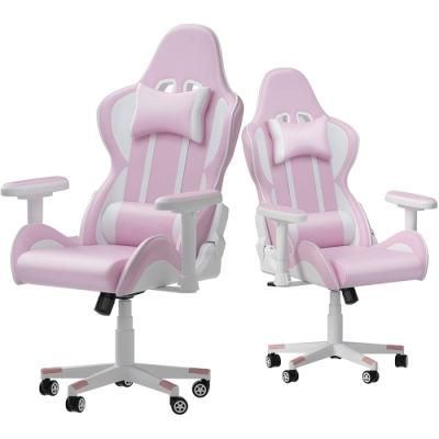 Pink White Cute Woman Popular Custom Ergonomic Game Chair