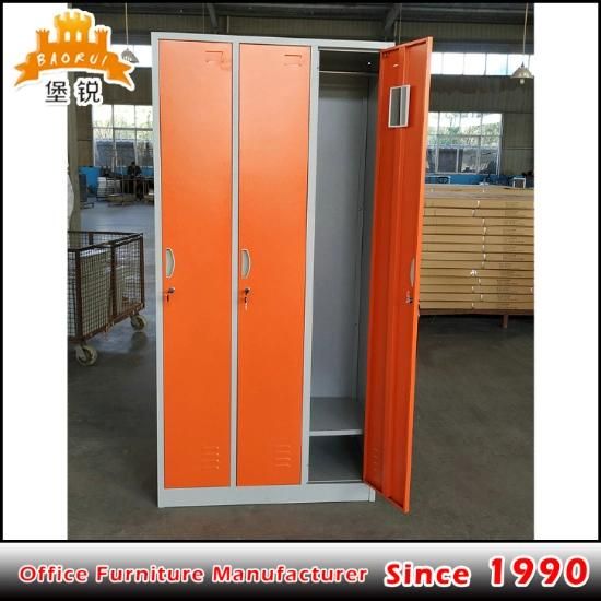 Fas-026 Powder Coat Finishing Kd 3 Door Steel Cabinet Metal Clothes Locker