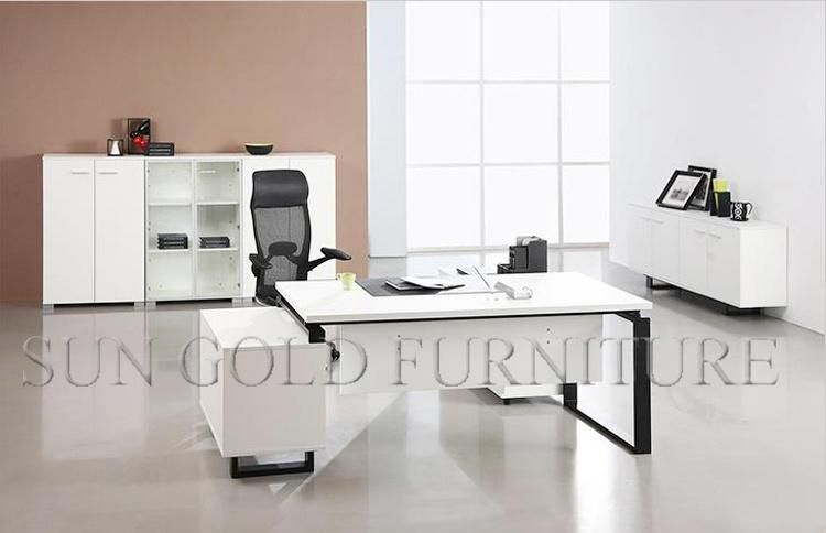 High Quality Melamine L Shape Office Desk with Steel Leg (SZ-OD085)