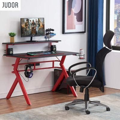 Judor Multifunction Computer PC Gaming Desk Gaming Table E-Sports Racing Table with Cup Holder, Headphone Hook Gaming Desk