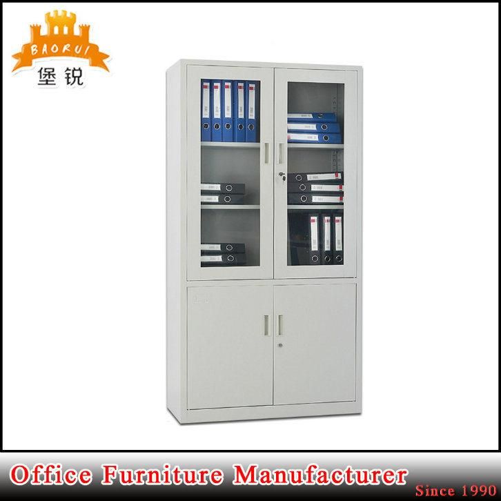 Fas-020 Glass Door Display Bookcase Steel Cupboard Metal Office Filing Cabinet with 4 Doors