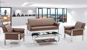 Popular Modern Design Office Leather Sofa with Metal Frame