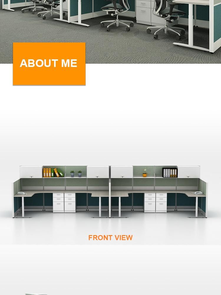 High Quality L Shape Unique Divider Panel Modern 4 Seat Office Workstation Cubicle with Overhead Cabinet