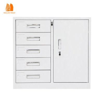 Office 5 Drawer Low Steel Filing Cabinet Metal Cupboard