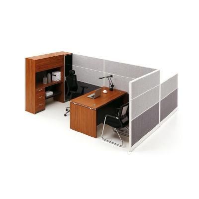 Simple Design Office Executive Desk with Guest Chairs and Filing Cabinet