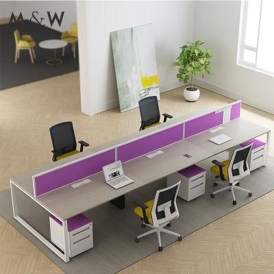 Melamine Desktop Linear 6 Person Office Work Station Office Table