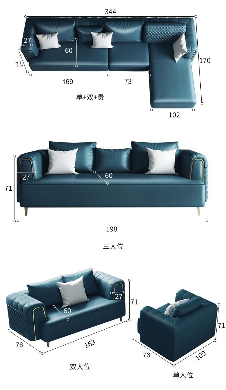 1-4 Seat Elegantly Vintage Classical Copper Pipe Sectional Modular Sofa Set