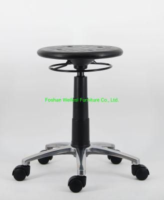 140mm Gaslift 240mm Chrome Base with Nylon Caster Mould PU Round Stool with Circle Simple Mechanism Bar Chair