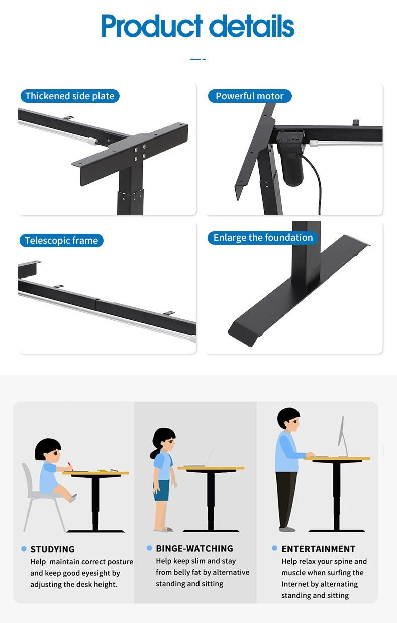 Stainless Steel Autonomic Ergonomic Electric Table Top Stand up Height Adjustable Standing Desk