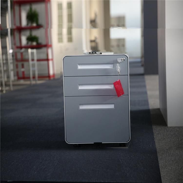 Short Locking Mobile Steel Filing Cabinet on Wheels