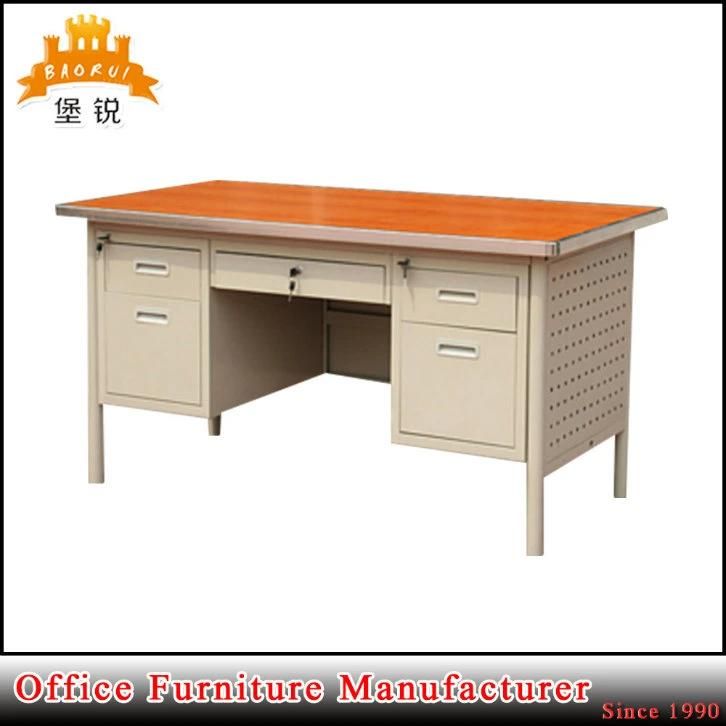 Wooden Top and Double Pedestal Furniture Steel Office Desk Computer Table