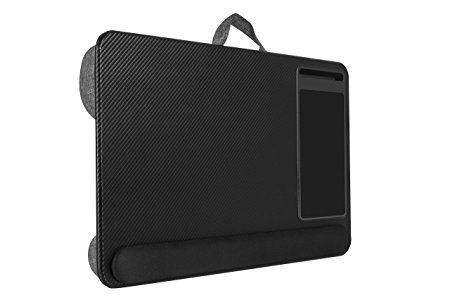 Fit up to 17 Inches Laptop, with Tablet, Pen & Phone Holder, Built in Mouse Pad and Wrist Pad for Notebook, MacBook, Computer Desk, Wood Lap Desk