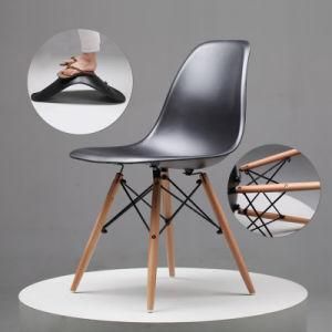 Cheap PP Emes Plastic Chair with Solid Wood Legs