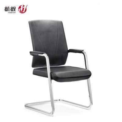 No Wheels Leather and Mesh Meeting Room Visitor Chair for Sale