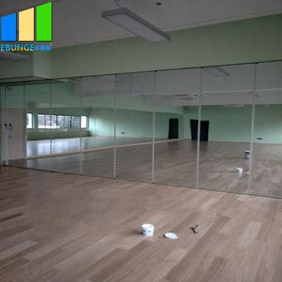Ballet School Dancing Room Retractable Barrier Removable Walls Sliding Partition with Mirror Surface