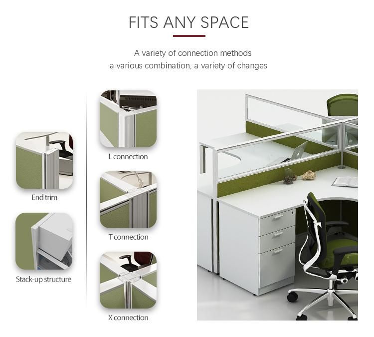 60mm Thickness Office Workstation Partitions Curved Office Desk
