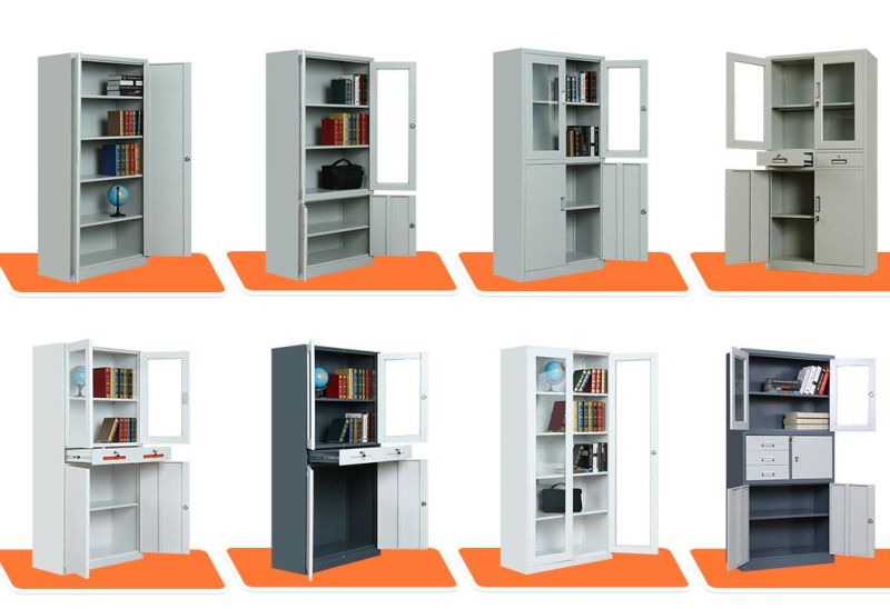 Steel Office Furniture 4 Adjustable Shelves 2 Swing Metal Door Storage Filing Cabinet