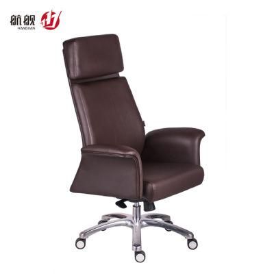 Modern Style with Leather Adjustable Headrest High Back Leather Chair Office Furniture
