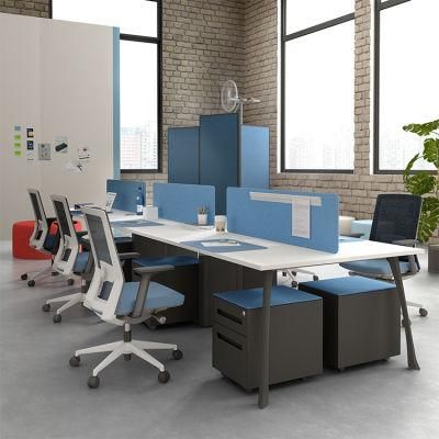 Double Sided 6 Person Modular Divider Office Desk Furniture Metal Leg Workstation