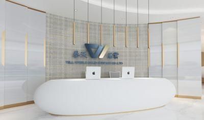 Round Curved Reception Desk with White Counter Top