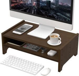 Easy Assemble Sturdy Bamboo Monitor Stand Riser with Organizer