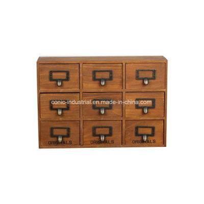 Japan Style Vintage Wooden 9 Drawer Storage Cabinet