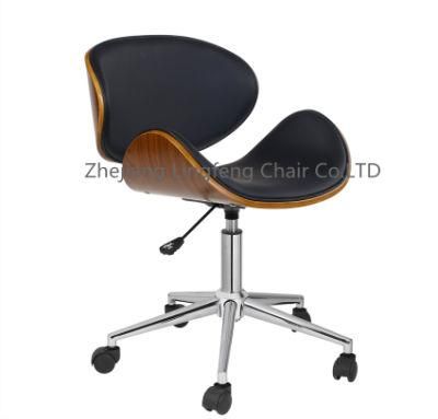 Leather Wooden Bentwood Office School Visitor Training Chair