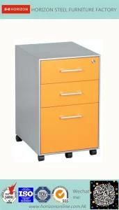 Steel Movable Cupboard Metal Furniture with 3 Drawers and 5 Wheels Pedestal/Mobile Drawer Unit