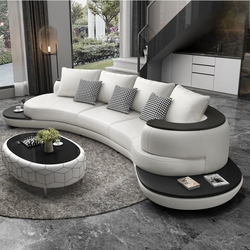 Curved Design Home Furniture Leather Sofa Sectional Round Sofa for Public Area