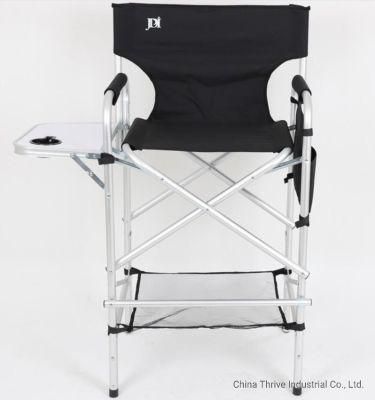 Foldable Black Director Chair with Side Table for Outdoor Camping