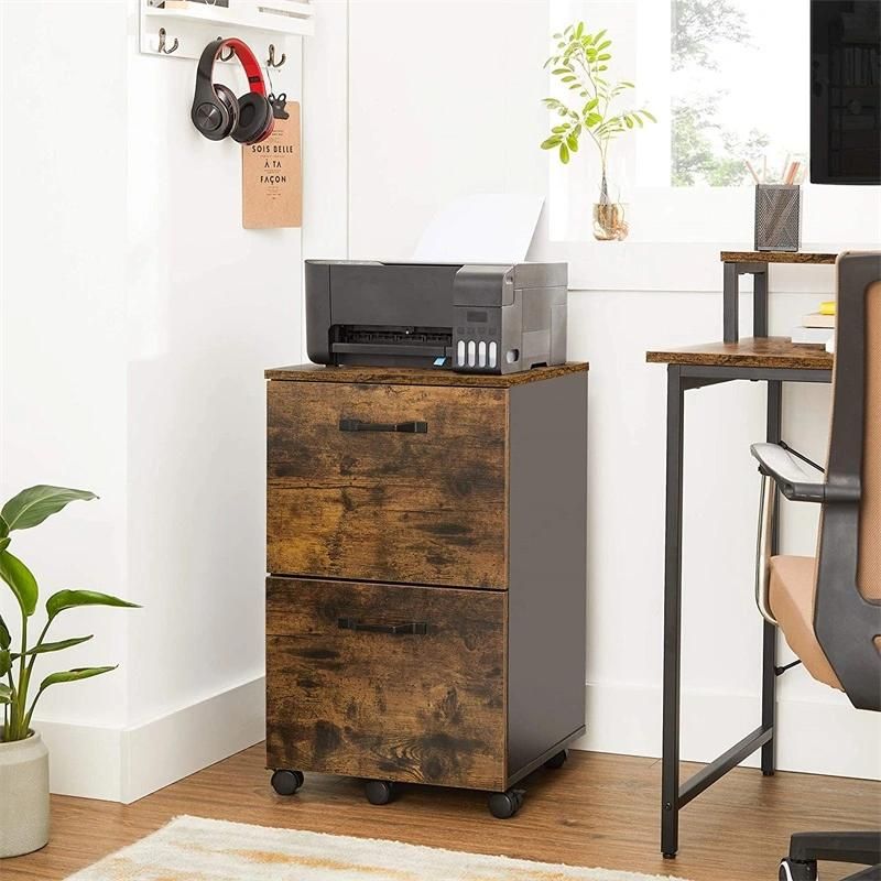 Rolling Office Industrial File Cabinet with 2 Drawers and Wheels