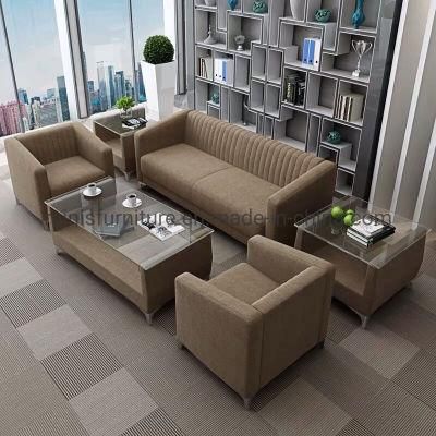 (M-SF31) Office/Lounge Good Quality Brown Fabric Sofas and Tables Furniture