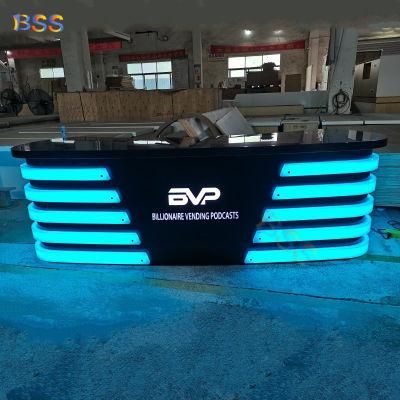 Stone Reception Desk LED Modern Black Stone Reception Desk Counter