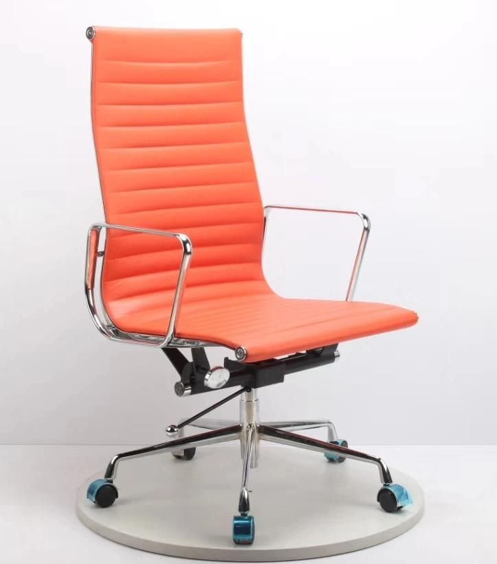 High Back Aluminum Swivel Office Armchair with Castors