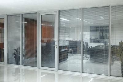 Full Height Frameless Glass Assemblies Double Glass Louver Partition for Office