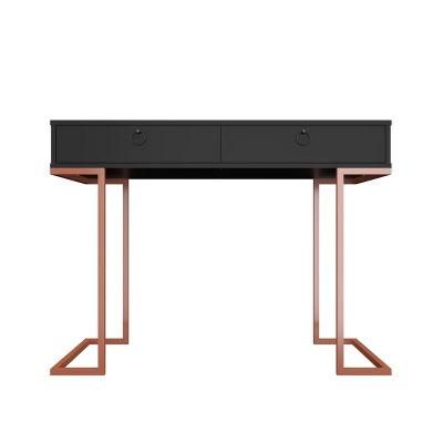 Computer Desk Black 2 Drawers Metal Frame