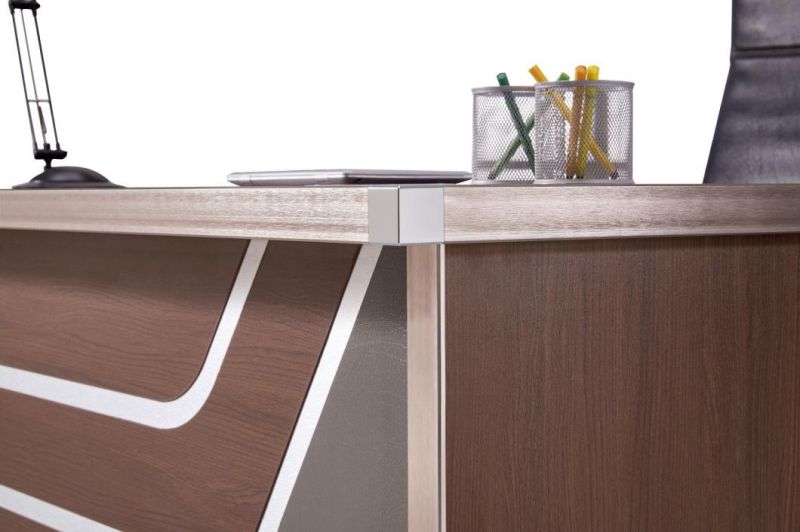 Luxury Style Aluminium Edge 160cm 180cm 200cm L Shaped Wooden Executive Office Table