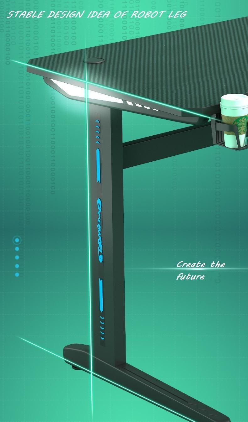 Elites Carbon Fibre Desk Top Good Quality Computer Gaming Desks Gaming Table PC Desk with LED Light