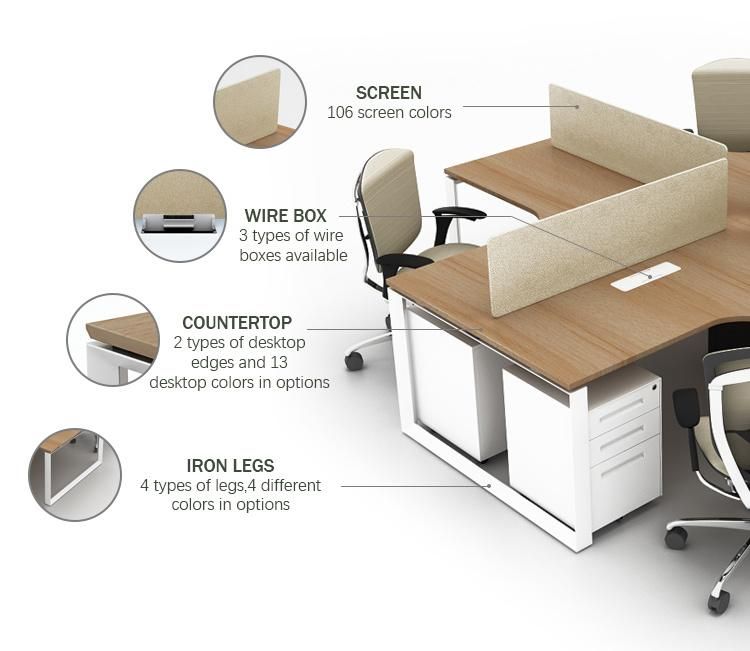 Commercial Furniture Staff Table Workstation Used Laminated Chipboard Face to Face Standard 4 People Office Desk