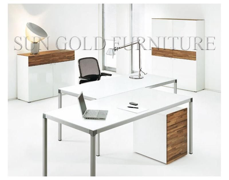 Modern Wooden Steel Leg Office Table with Side Table (SZ-OD077)