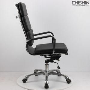 Office Furniture MID Back Soft Pad Leather Swivel Guest Chair with Armrest