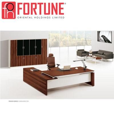 Customized New Walnut MFC Perfect Design Executive Desk for Sale (FOH-ED-W2420-D)