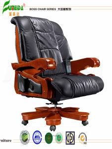 Swivel Leather Executive Office Chair with Solid Wood Foot (FY1309)