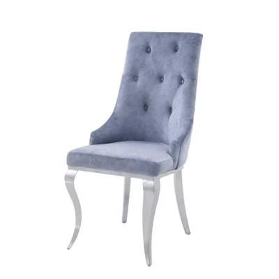 Modern High Back Velvet Luxury Dining Chair Metal Leg Velvet Fabric Stainless Steel Chairs
