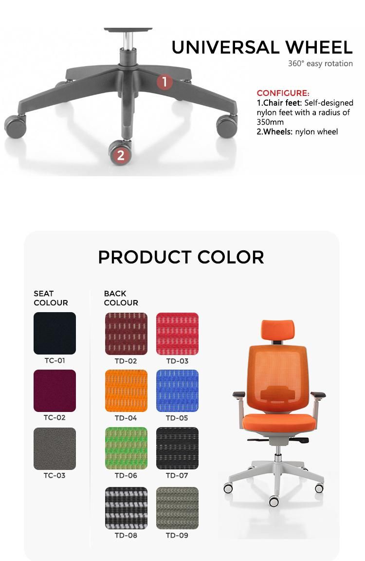 New Product Office Game Furniture Ergonomics Computer Mesh Chair Nylon Fabric Plastic Office Chairs.