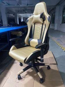 Oneray Black Gold Gaming Chair in Leather Made with
