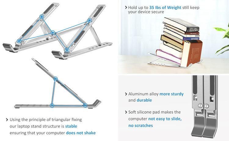 China Aluminium Foldable Portable Laptop Holder Riser Computer Stand