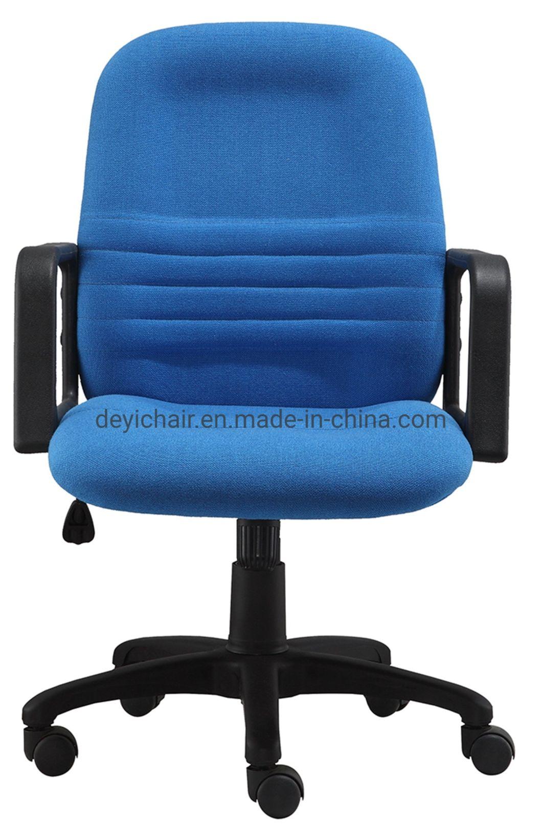 Simple Tilting Mechanism Medium Back 300mm Nylon Base with PP Armrest Blue Color Office Chair