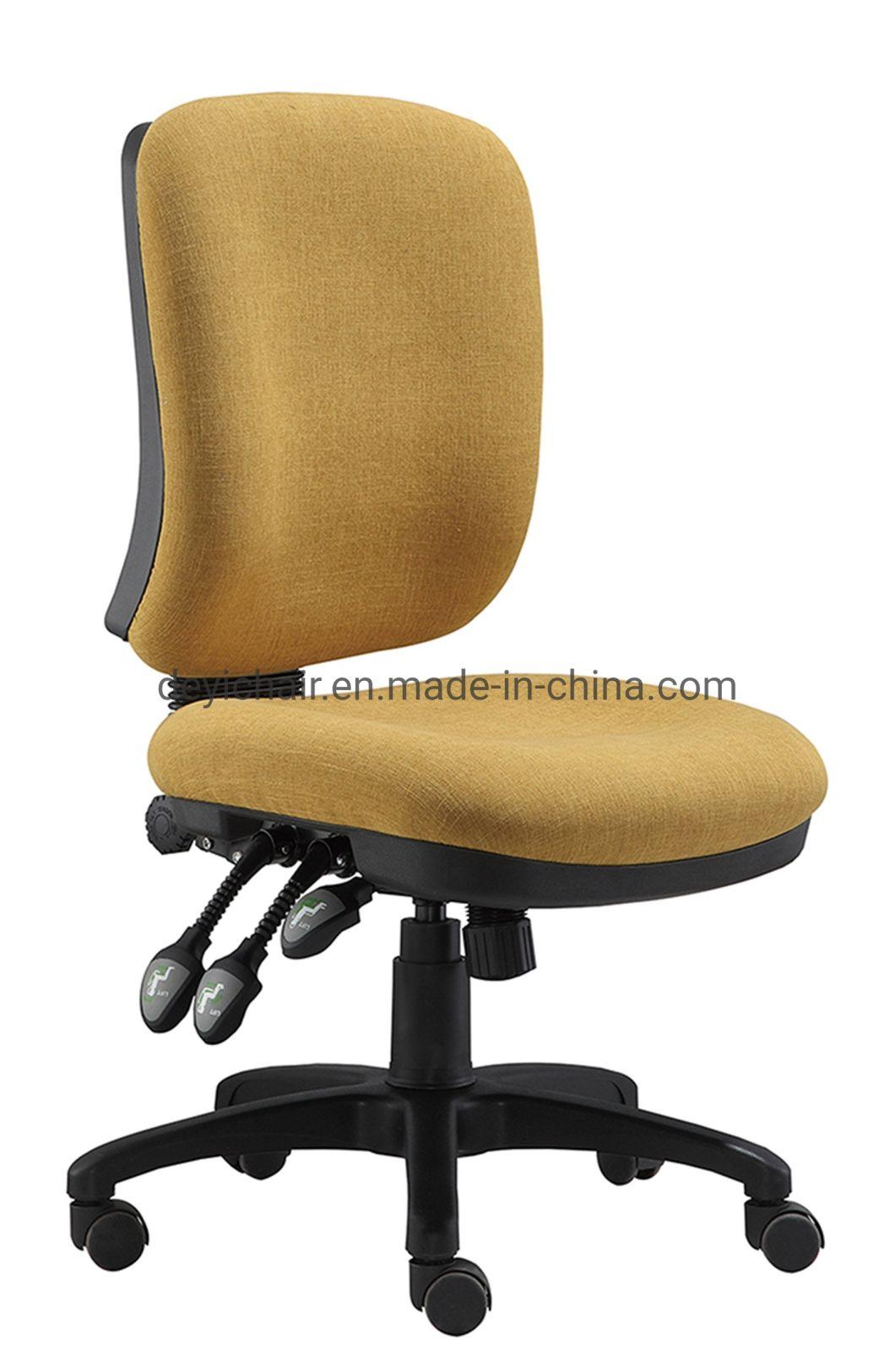 MID Back Office Furniture Without Armrest Nylon Base Fabric Seat and Back 3 Lever Heavy Duty Mechanism Office Chair