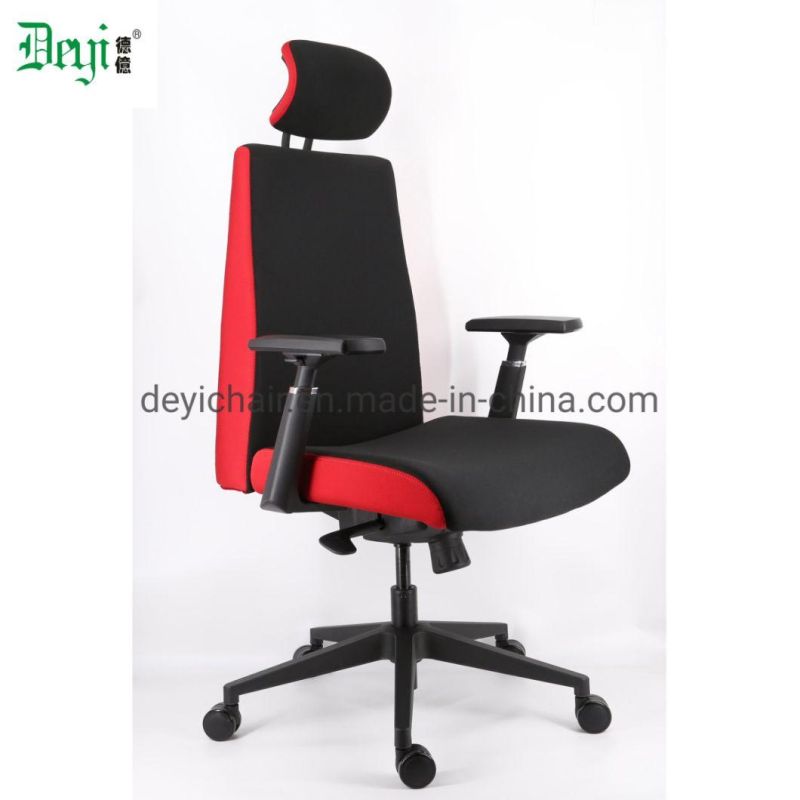 Black and Red Fabric Upholstery Back and Seat PU Surface Arm High Back Functional Computer Office Chair